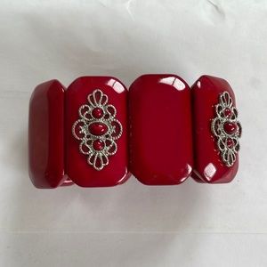Deep red stretch lucite bracelet